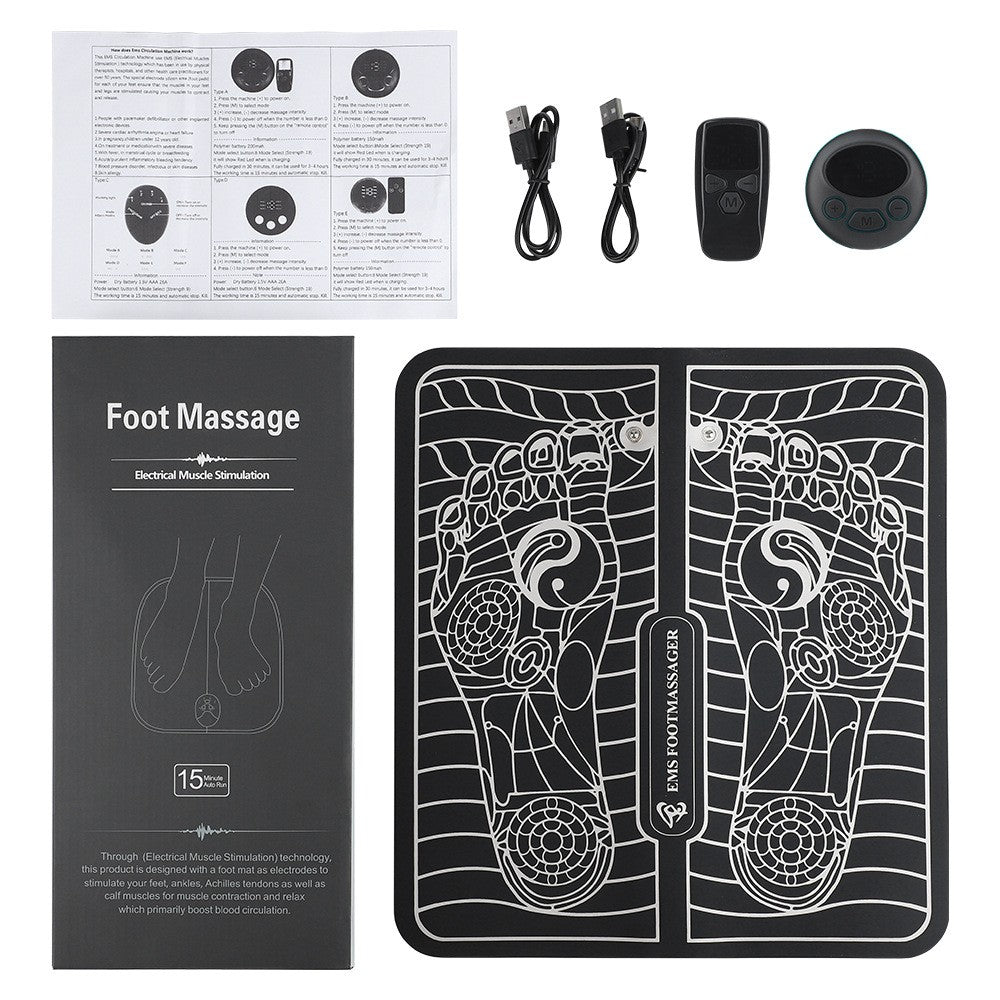 Covoras de Masaj pentru Picioare, EMS, 4 Niveluri de Intensitate, Incarcare USB, Ecran LED, Telecomanda Inclusa, Negru-2