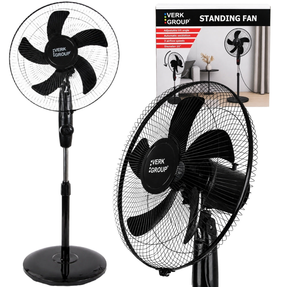 Ventilator cu Picior 40W – Oscilație Automată, 3 Trepte de Viteză, Înălțime Reglabilă, 40cm