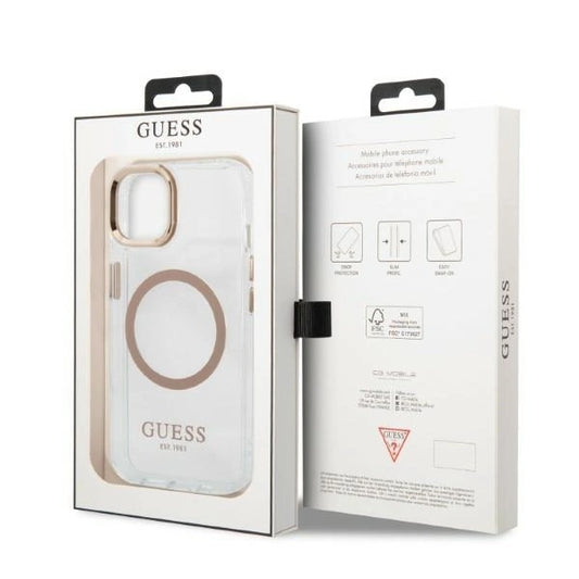 Husă Guess Metal Outline MagSafe pentru iPhone 13 (6.1”) – Auriu