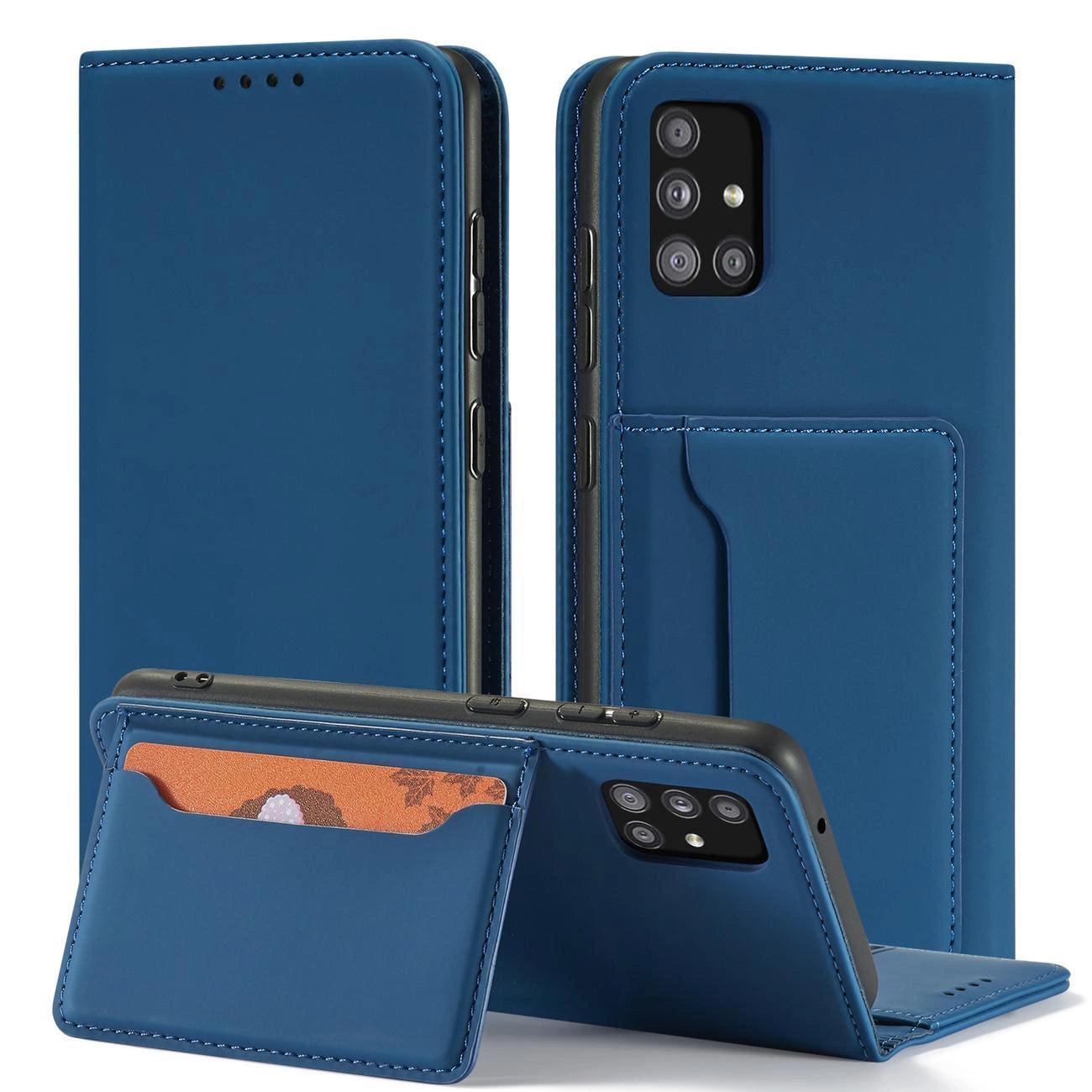 Husă tip portofel Magnet Card pentru Samsung Galaxy A13 5G – Albastru