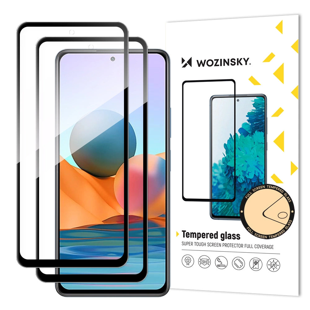 Set 2 folii Wozinsky Full Glue din sticlă pentru Xiaomi Redmi Note 12 Pro / Note 12 / Note 12 5G / Note 10 Pro – Negru