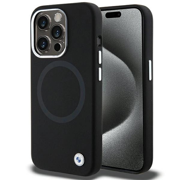 Husa BMW iPhone 15 Pro Case Cover MagSafe Silicone Signature Black