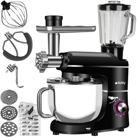Robot 3 in 1 de bucătărie planetar cu blender 2200W,6.2 litri, cu blender si masina de tocat carne cu 6 viteze de putere