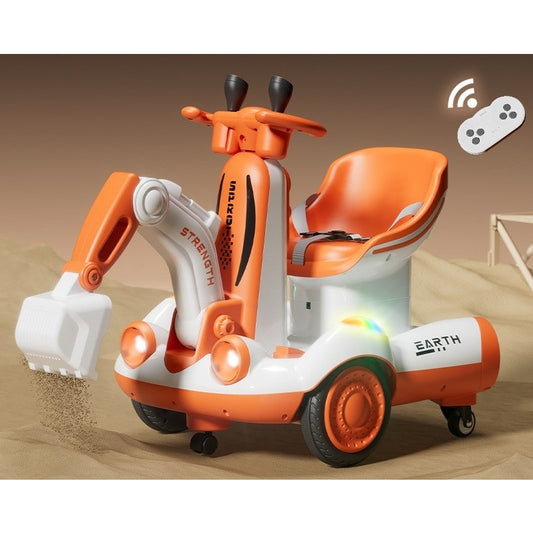Excavator Electric, Flippy, pe 4 Roti Antiderapante, cu Telecomanda, Brat Controlat Electric, cu Telecomanda, +2 Ani, Portocaliu-1