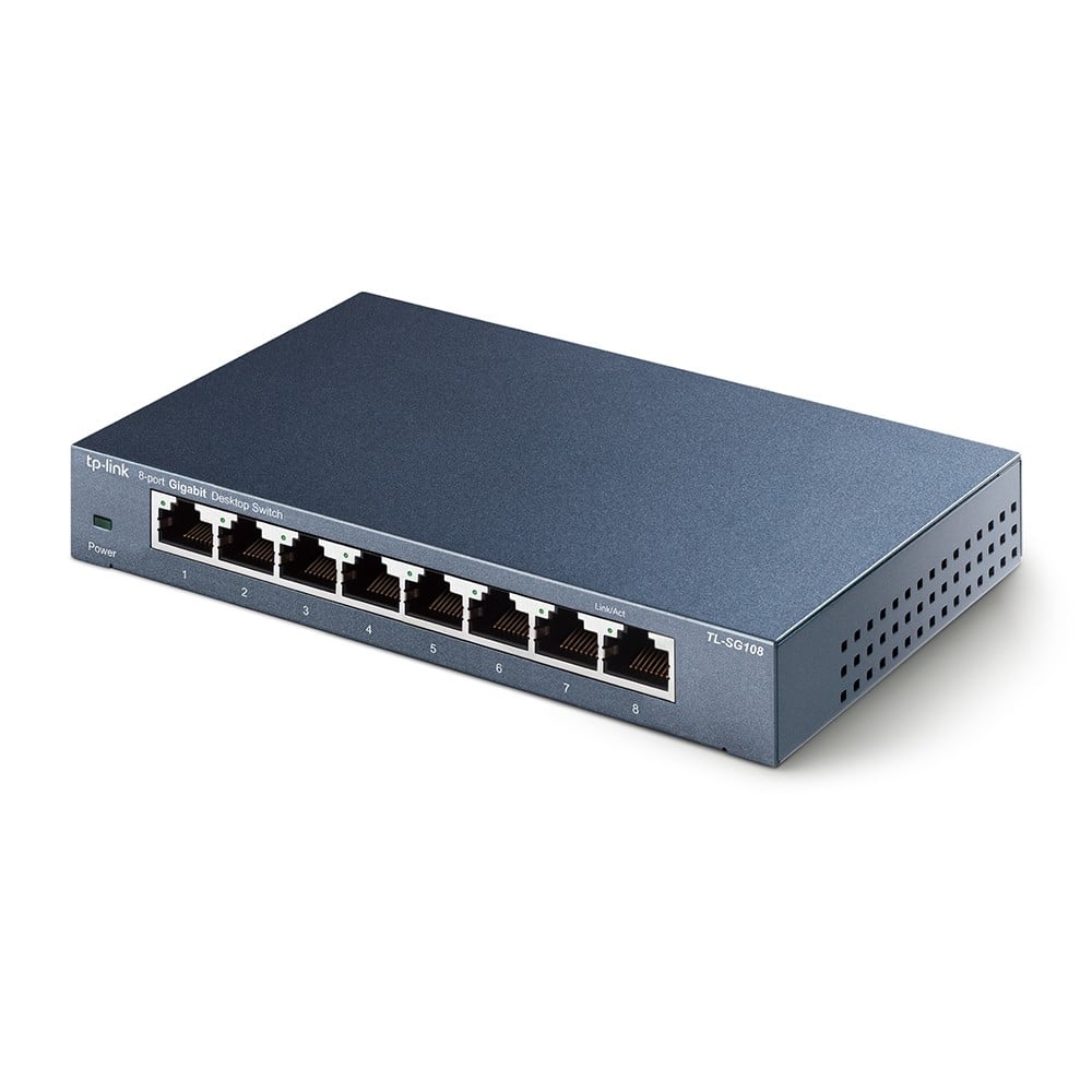 Switch cu 8 porturi Gigabit, 2.77W, Plug and Play, Tehnologie Green Ethernet, TL-SG108 TP-Link