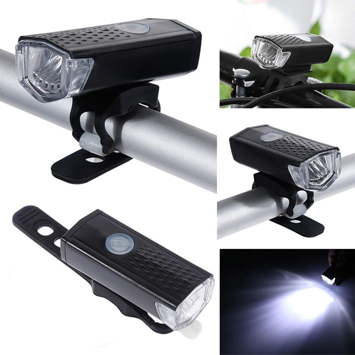 Far cu LED proiector pentru bicicleta\trotineta, Flippy, reincarcabil, cablu USB inclus, 3 moduri de lumina, IPX4, Negru, 6.5x2.9x2.3 cm-4