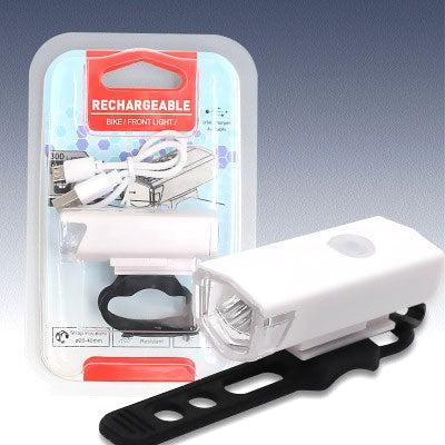 Far cu LED proiector pentru bicicleta\trotineta, Flippy, reincarcabil, cablu USB inclus, 3 moduri de lumina, IPX4, Alb, 6.5x2.9x2.3 cm-3