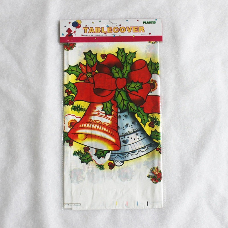 Fata de masa dreptunghiulara Flippy, PVC, 2.5 mm grosime, imprimeu clopotei, potrivit pentru Craciun, utilizare multipla, 180 x 108 cm, alb-4