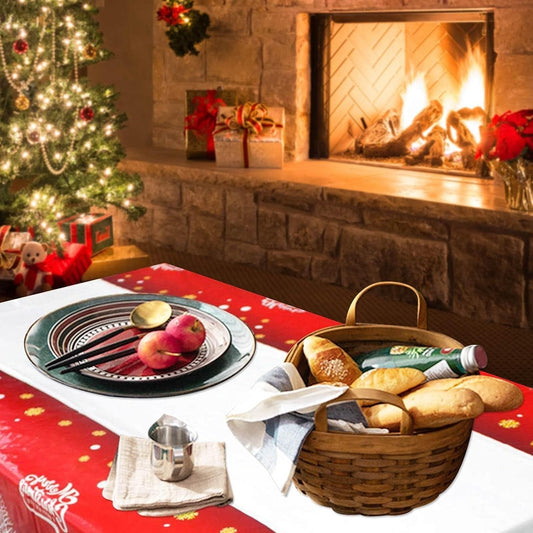 Fata de masa dreptunghiulara Flippy, PVC, 2.5 mm grosime, imprimeu Merry Christmas, potrivit pentru Craciun, utilizare multipla, 180 x 108 cm, alb-1