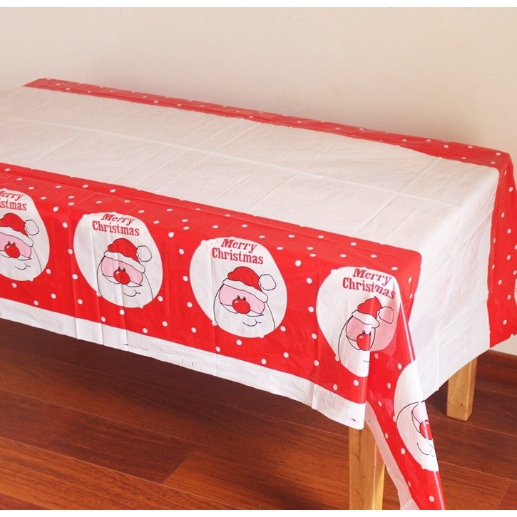 Fata de masa dreptunghiulara Flippy, PVC, 2.5 mm grosime, imprimeu Mos Craciun model 2, potrivit pentru Craciun, utilizare multipla, 180 x 108 cm, alb-3