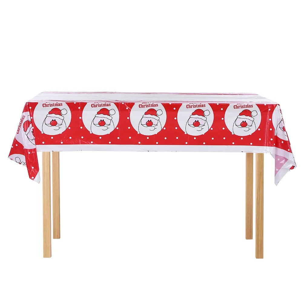 Fata de masa dreptunghiulara Flippy, PVC, 2.5 mm grosime, imprimeu Mos Craciun model 2, potrivit pentru Craciun, utilizare multipla, 180 x 108 cm, alb-4