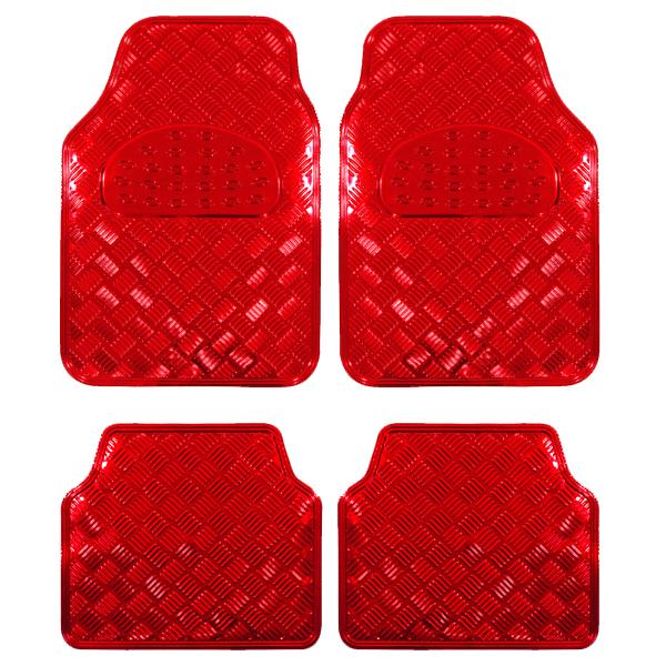 Covorase Auto Universale, model Diamond, culoare Crom Rosu-0