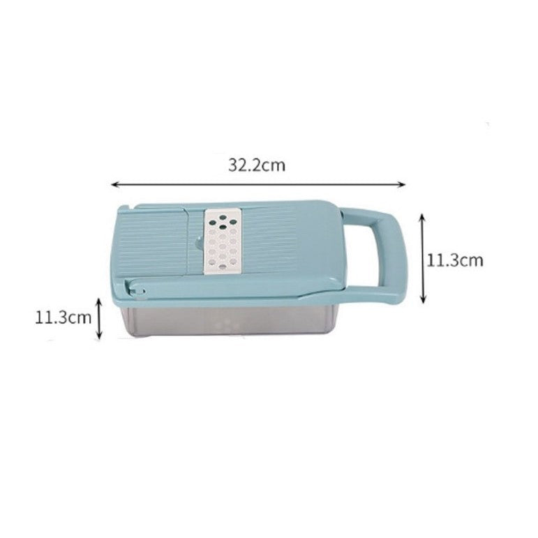 Feliator Multifunctional, Flippy, Razatoare, 8 in 1, pentru Fructe si Legume, 10 Piese, Lame de Inox, Recipient Stocare, Separator Oua, Protectie Mana, ABS, 32.2x11.3 cm, Albastru/Alb-8