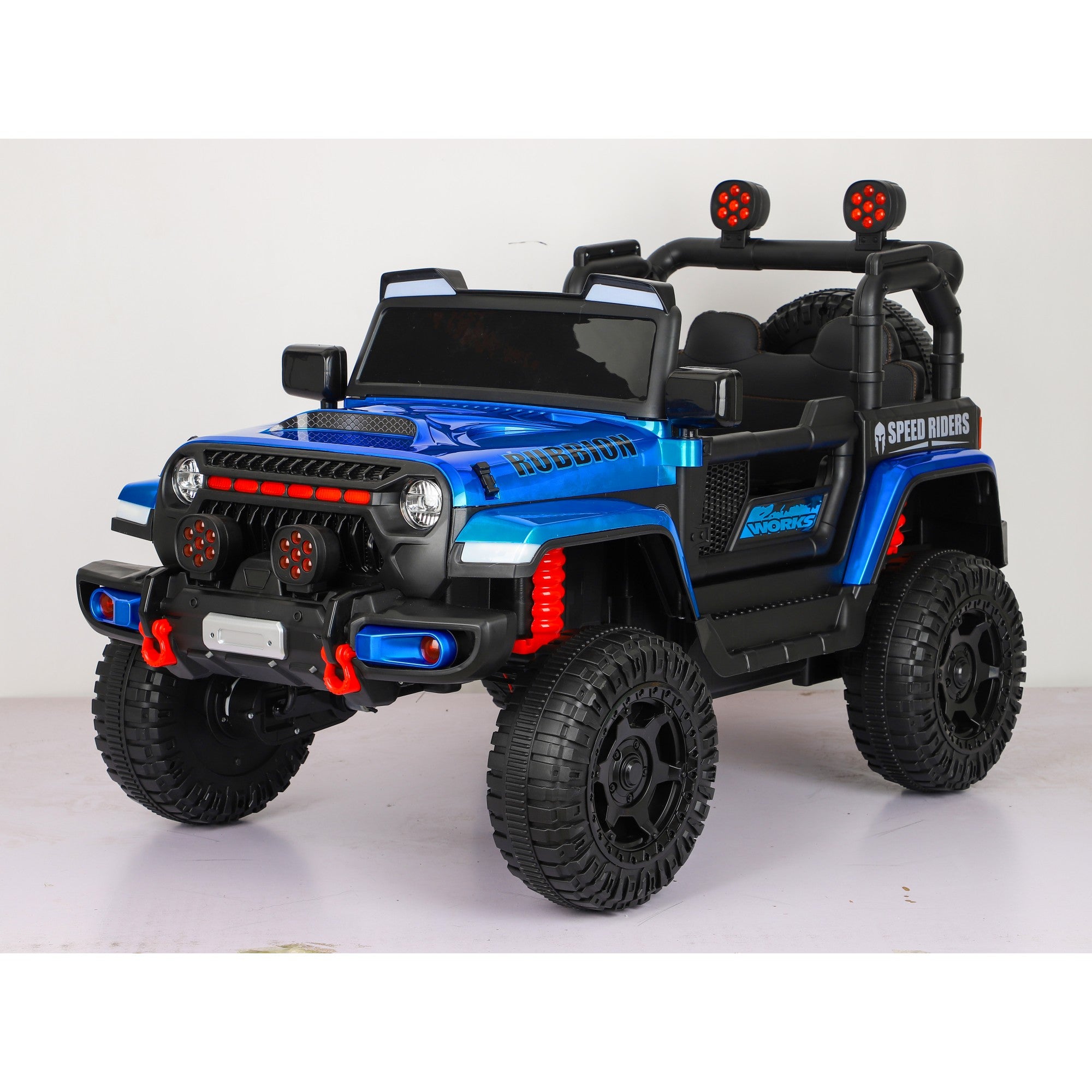 Mașină Electrică pentru Copii, Flippy, Off-Road, Conectare Bluetooth, telecomandă, Tracțiune Integrală, Lumina Intermitenta, Baterie 12V 7Ah, 120x63x68cm, Albastru-1