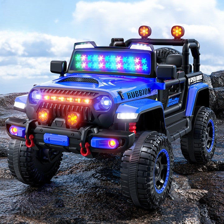 Mașină Electrică pentru Copii, Flippy, Off-Road, Conectare Bluetooth, telecomandă, Tracțiune Integrală, Lumina Intermitenta, Baterie 12V 7Ah, 120x63x68cm, Albastru-2