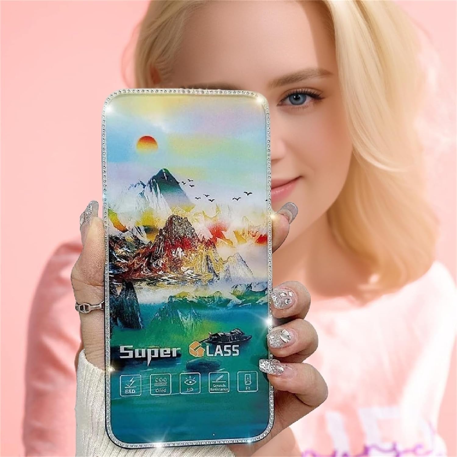 Folie de Protectie, Flippy, pentru iPhone 15 Pro Max, Tempered Glass 2.5 cu Pietricele, ESD, HD, Transparent-2