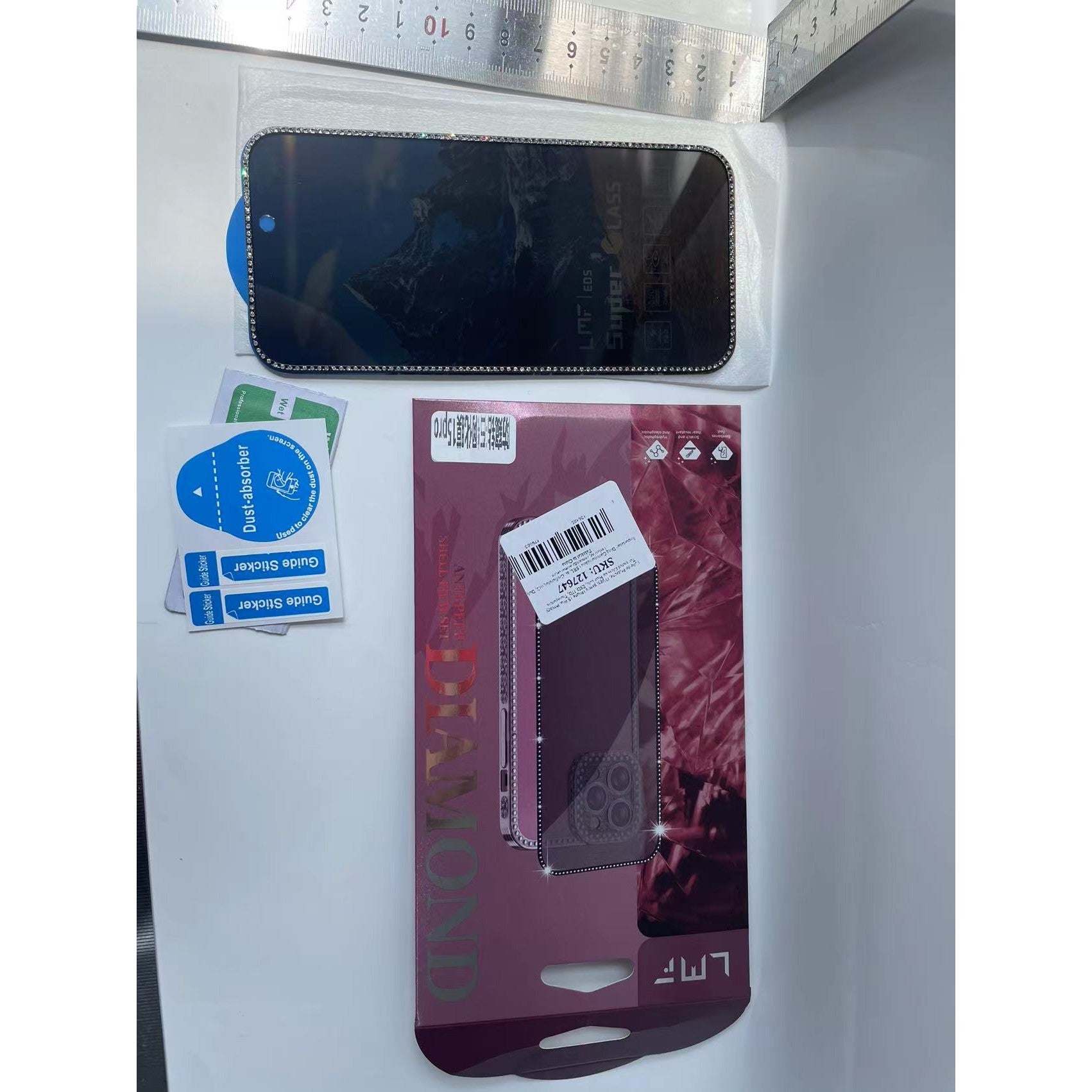 Folie de Protectie, Flippy, pentru iPhone 15 Pro, Privacy Tempered Glass cu Pietricele, ESD, HD, Transparent-6