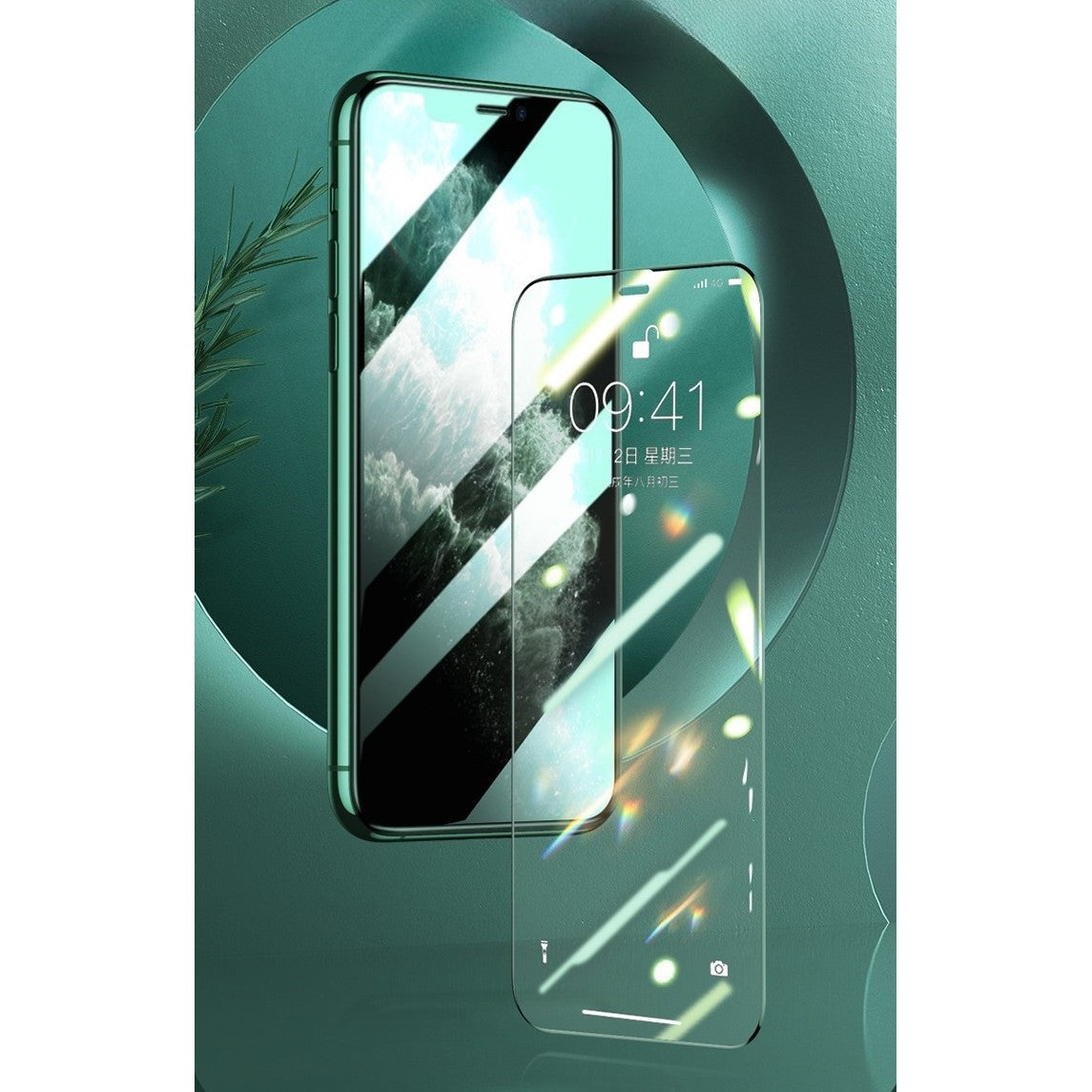 Folie de Sticla Securizata pentru Apple iPhone 15 Pro, Flippy, Lumina Verde Anti-Blue Ray, Auto-Aplicare, Protectie Completa 9D, Verde-12