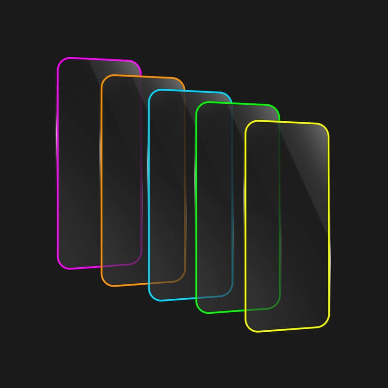 Folie de Sticla Securizata pentru Apple iPhone 15 Pro, Flippy, Luminous, Margine Fosforescenta Neon din Silicon, Mat, Anti-Amprenta, Protectie Completa, 9H, Galben-8