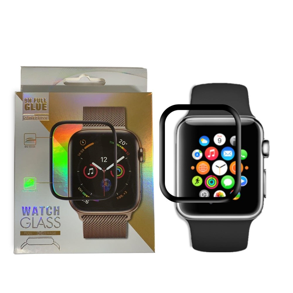 Folie Sticla pentru Apple Watch Series 2/3 38 mm adeziv pe margine Negru-6