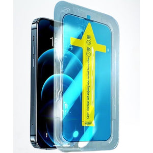 Folie sticla securizata cu sistem de montare usor si rapid Flippy pentru Apple iPhone 14 Pro, Transparent cu margini negre-0