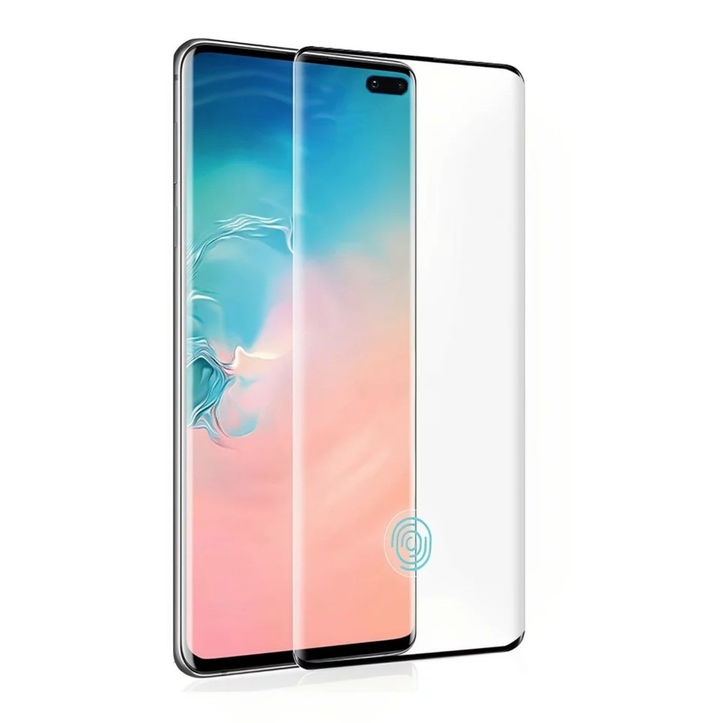 Folie Sticla Securizata Curbata Flippy pentru Samsung S10 Plus cu recunoastere a amprentelor digitale, 9H, lipici margine, contur negru-0