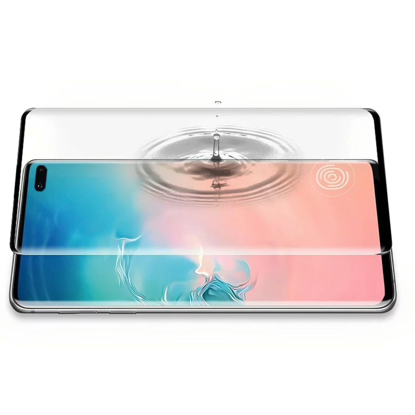 Folie Sticla Securizata Curbata Flippy pentru Samsung S10 Plus cu recunoastere a amprentelor digitale, 9H, lipici margine, contur negru-5
