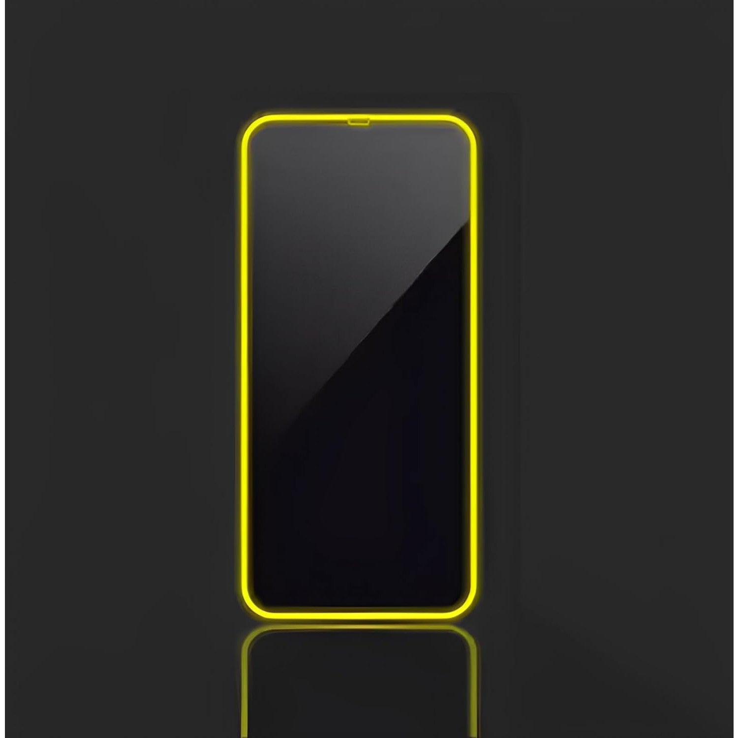 Folie de Sticla Securizata pentru Apple iPhone 15 Pro Max, Flippy, Luminous, Margine Fosforescenta Neon din Silicon, Mat, Anti-Amprenta, Protectie Completa, 9H, Galben-1