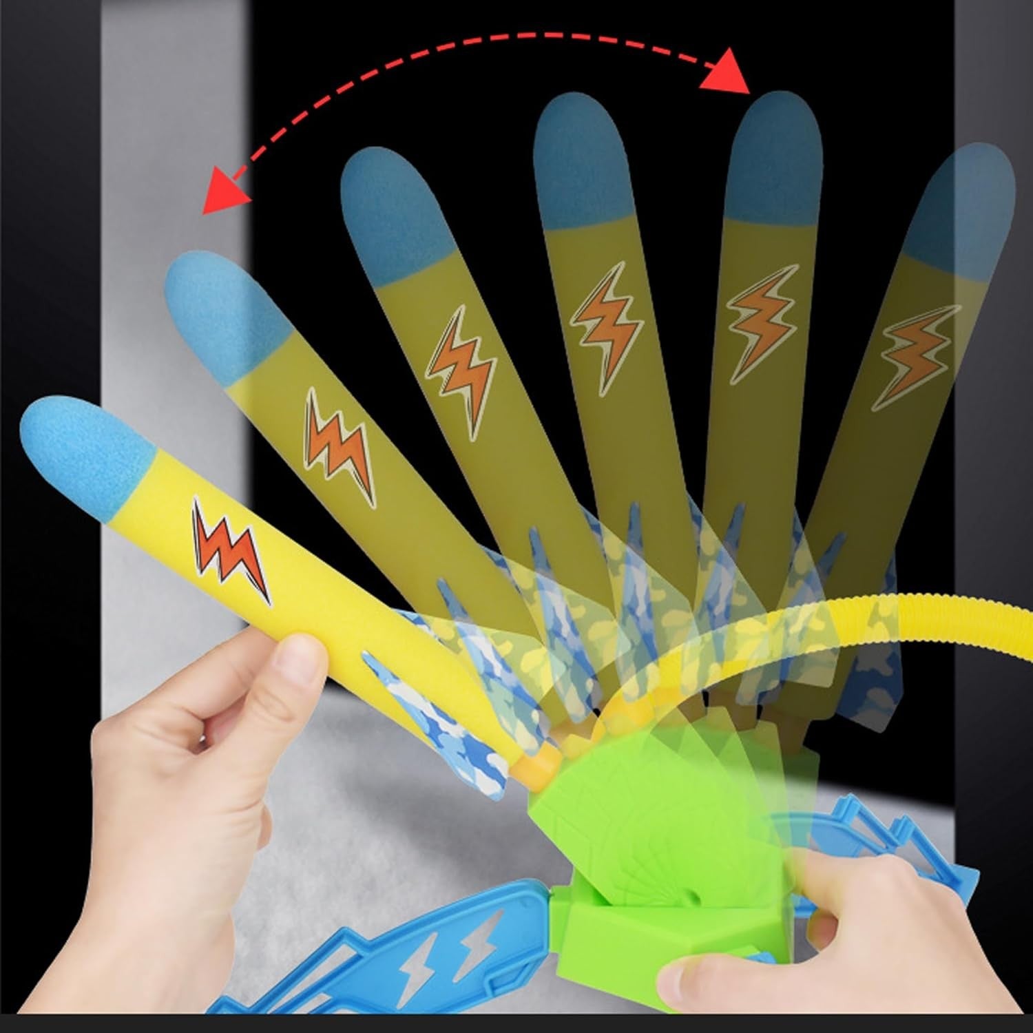 Jucarie pentru Copii, Flippy, Lansator de Rachete cu Piciorul, un Singur Lansator, 3 Rachete cu Lumini, 40.5 cm Inaltime, Multicolor-2