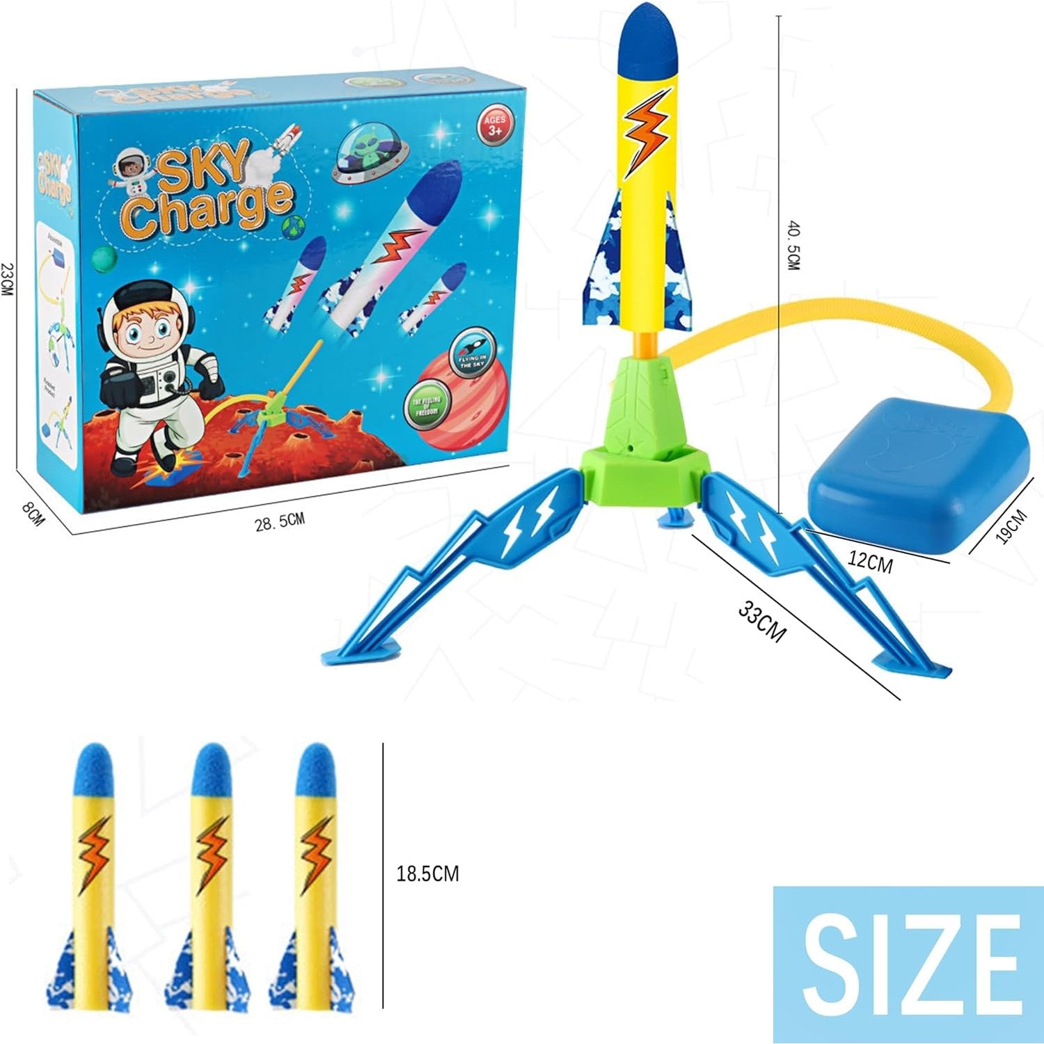 Jucarie pentru Copii, Flippy, Lansator de Rachete cu Piciorul, un Singur Lansator, 3 Rachete cu Lumini, 40.5 cm Inaltime, Multicolor-4