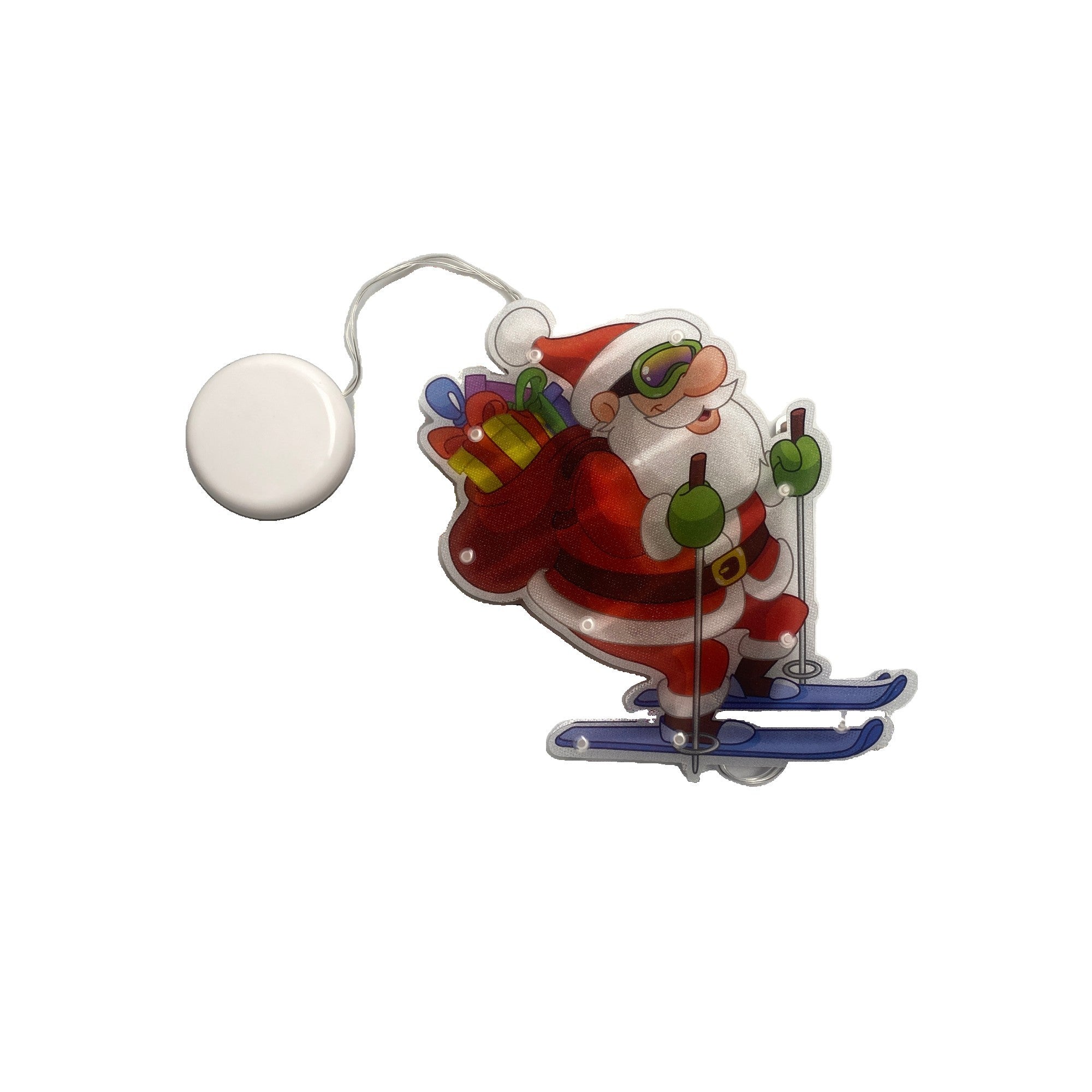 Decoratiune de Craciun pentru fereastra Flippy, Mos Craciun pe schiuri, cu LED-uri, 15 cm, alb cald-1