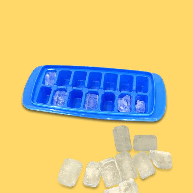 Forma pentru cuburi de gheata Flippy, 14 cuburi, reutilizabil, plastic alimentar, cu capac, orificiu umplere, dreptunghiulara, 29.5 x 12.5 x4 cm, albastru-4