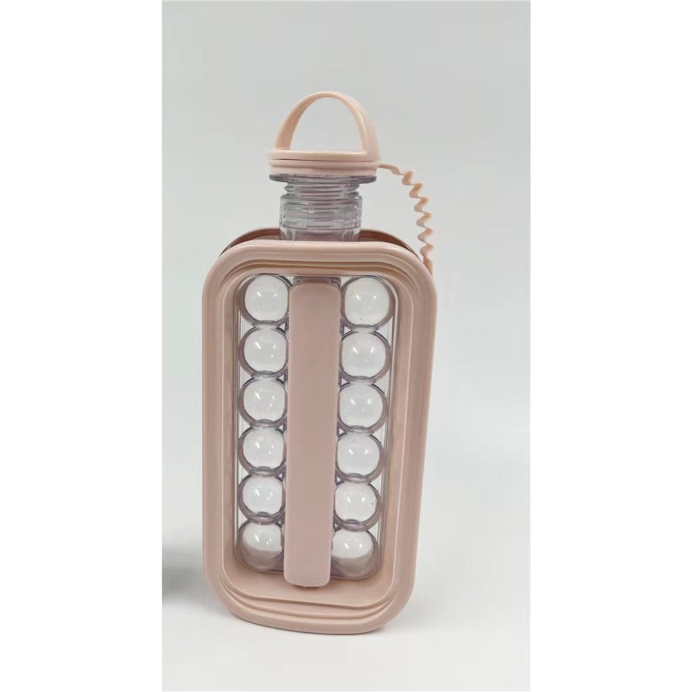 Forma pentru Gheata 2 in 1 Portabila, Flippy, sub Forma de Sticla, Sfere, Diametru 3 cm, Multifunctional, 17 Bilute, 27.5 x 11.4 x 5.5 cm, Culoare Roz Pal-4