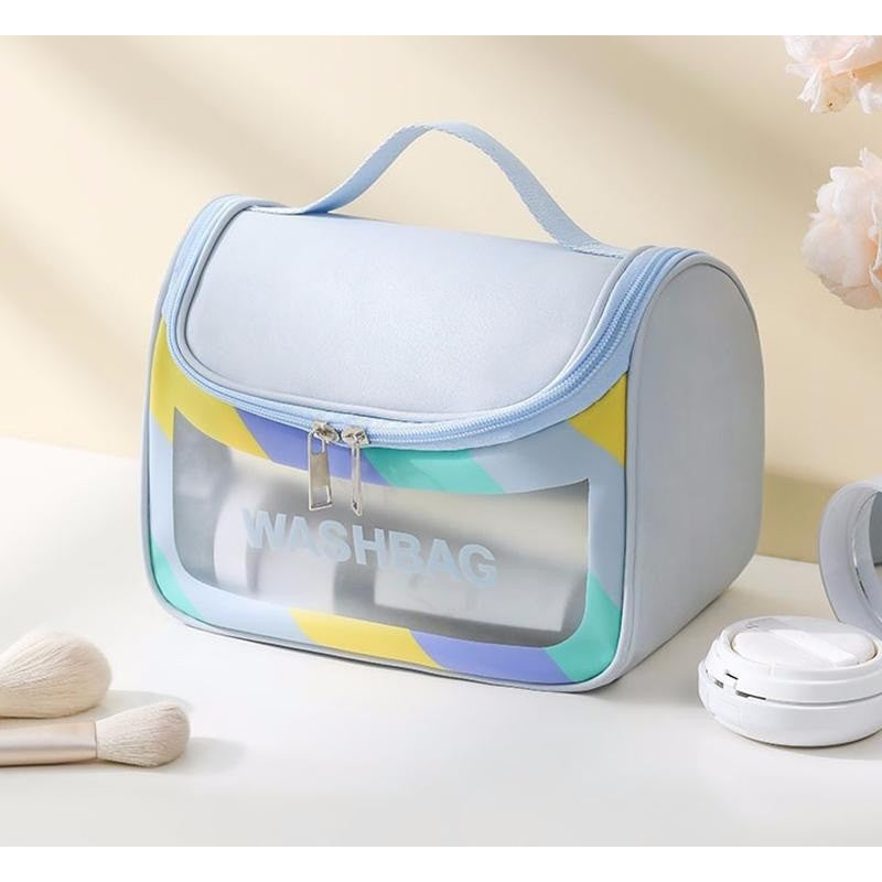 Geanta Cosmetice de Voiaj Flippy, Impermeabila, Translucida Mata, 22 x 16 x 14 cm, Albastru-1