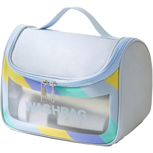 Geanta Cosmetice de Voiaj Flippy, Impermeabila, Translucida Mata, 22 x 16 x 14 cm, Albastru-0