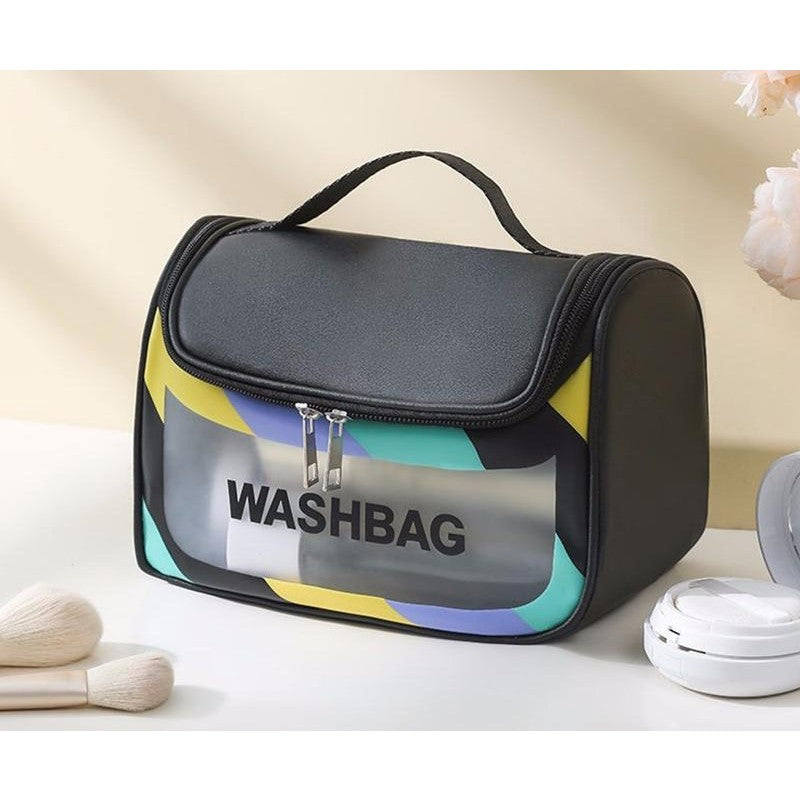 Geanta Cosmetice de Voiaj Flippy, Impermeabila, Translucida Mata, 22 x 16 x 14 cm, Negru-2