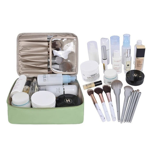 Geanta de Calatorie, Flippy, pentru Cosmetice si Articole de Toaleta, Material Impermeabil, 2 in 1, Portfard Interior Detasabil, 23 x 16 x 8 cm, Verde-1