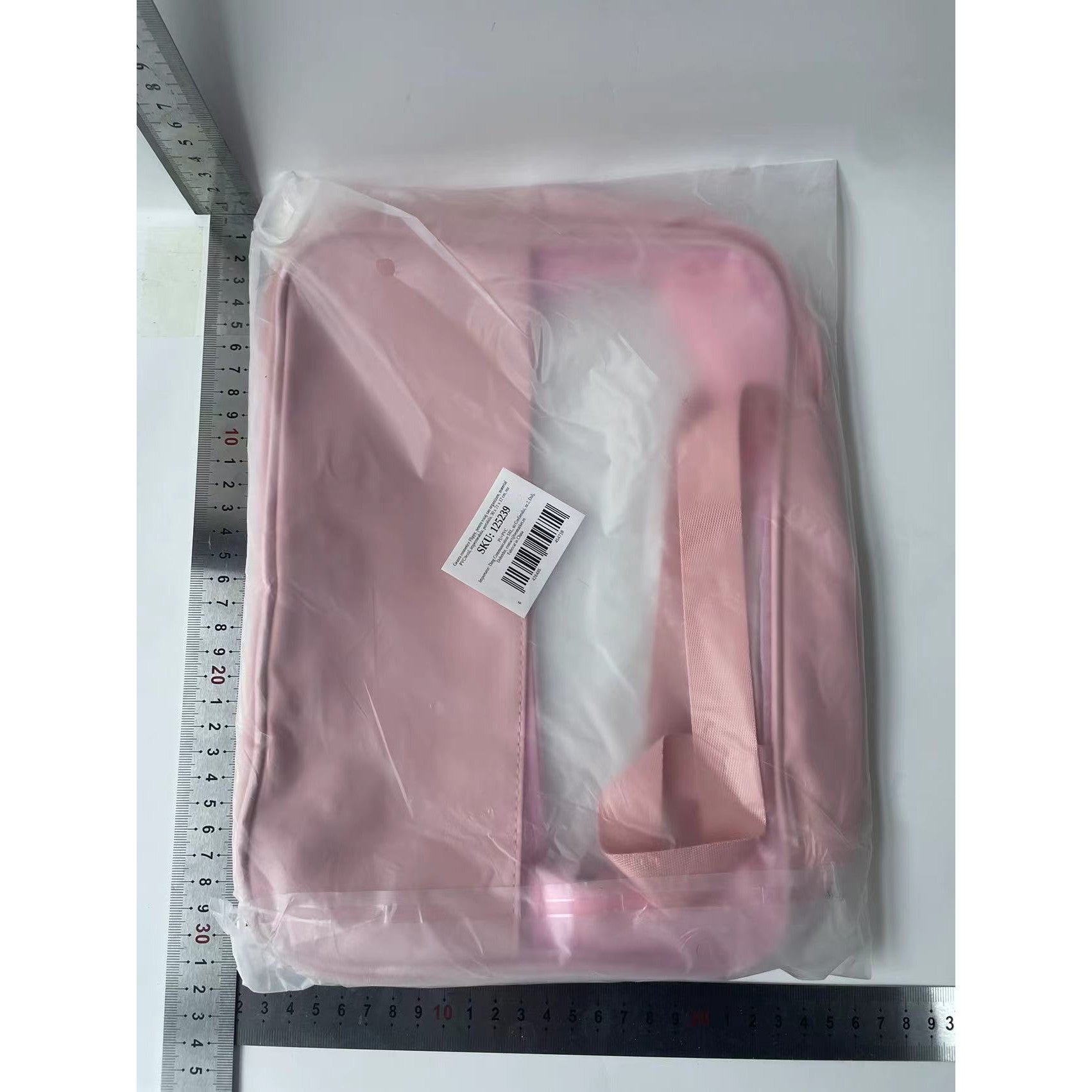 Geanta cosmetice Flippy, pentru voiaj sau organizare, material PVC/textil, impermeabila, portabila, 30 x 21 x 12 cm, roz-7