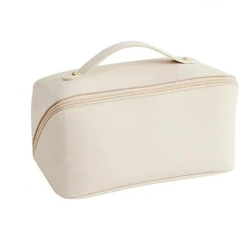 Geanta de Calatorie Flippy, Pentru Cosmetice, Portabila, Impermeabila, din Piele Ecologica, Compartimente Multiple, cu Fermoar, 23 x 11.5 x 10.5 cm, Crem-11