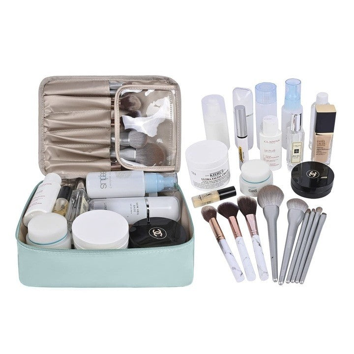 Geanta de Calatorie, Flippy, pentru Cosmetice si Articole de Toaleta, Material Impermeabil, 2 in 1, Portfard Interior Detasabil, 23 x 16 x 8 cm, Albastru-1