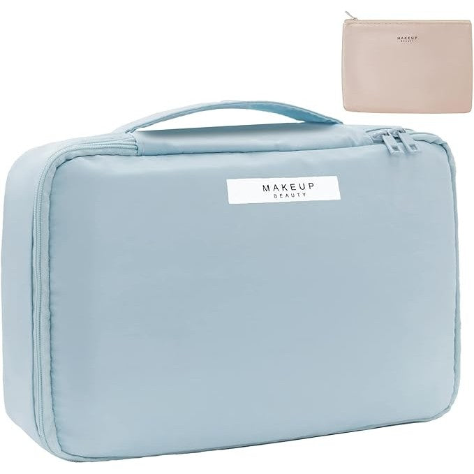 Geanta de Calatorie, Flippy, pentru Cosmetice si Articole de Toaleta, Material Impermeabil, 2 in 1, Portfard Interior Detasabil, 23 x 16 x 8 cm, Albastru-4