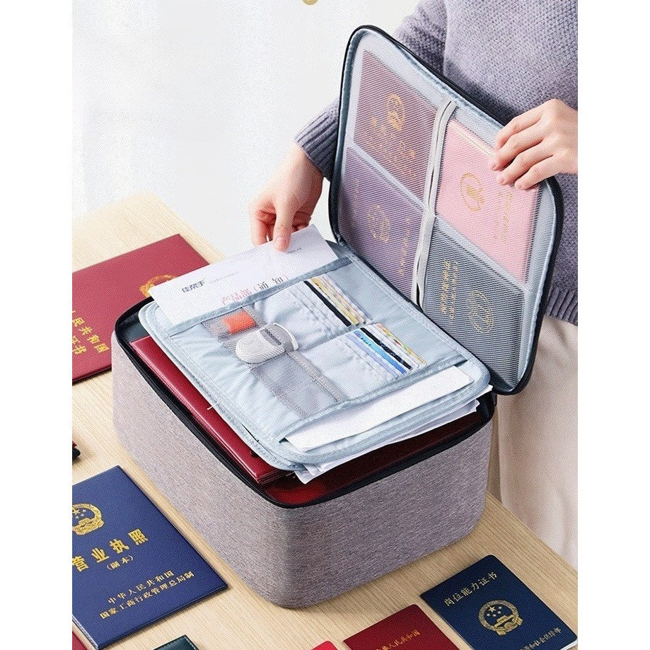 Geanta Flippy pentru Depozitare Acte si Documente, Facturi, Carduri, cu Cod de Securitate, 2 Compartimente, Impermeabila, 37 x 10.5 x 27 cm, Gri-16