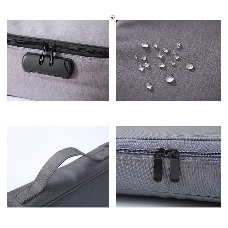 Geanta Flippy pentru Depozitare Acte si Documente, Facturi, Carduri, cu Cod de Securitate, 2 Compartimente, Impermeabila, 37 x 10.5 x 27 cm, Gri-14