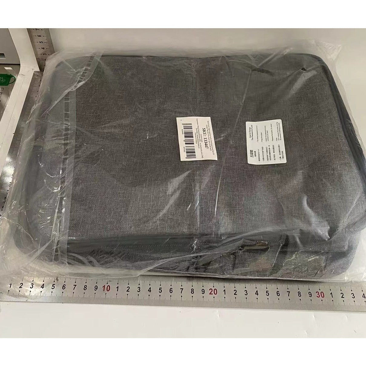 Geanta Flippy pentru Depozitare Acte si Documente, Facturi, Carduri, cu Cod de Securitate, 5 Compartimente, Impermeabila, 37 x 20 x 27 cm, Gri-1