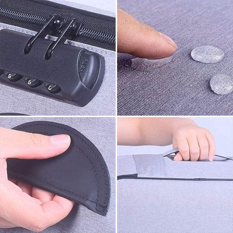 Geanta Flippy pentru Depozitare Acte si Documente, Facturi, Carduri, cu Cod de Securitate, 5 Compartimente, Impermeabila, 37 x 20 x 27 cm, Gri-4