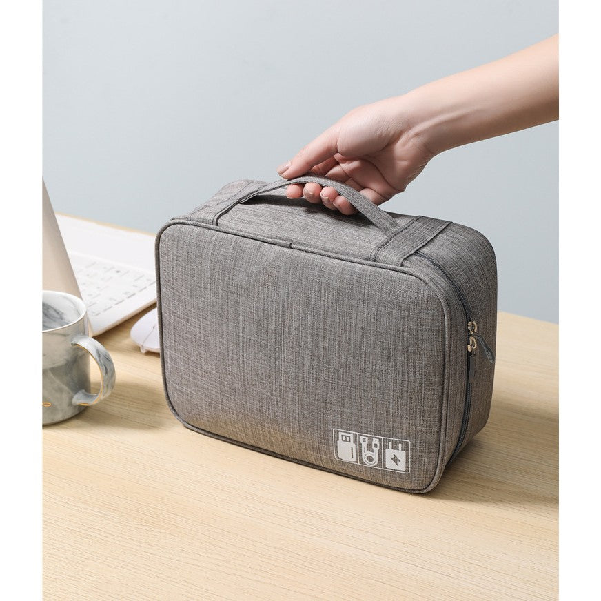 Geanta Organizatoare Flippy, Pentru Cabluri si Accesorii, Portabila, Impermeabila, 24,5 x 18 x10cm, Gri-4