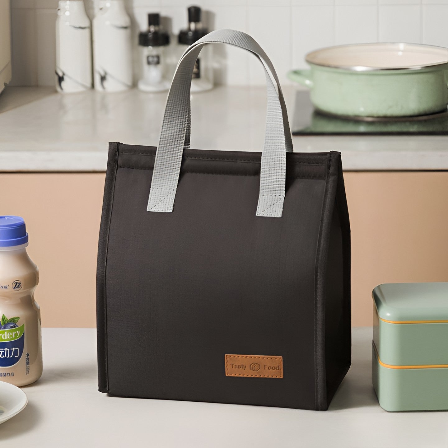 Geanta Termoizolanta Tip Bento Bag Flippy, Camping Cooler, Aluminiu, 22.5x13x25,5 cm, 3.3 L, Negru-4