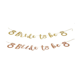 Banner Bride To Be, Flippy, Dimensiune 16x13 cm, Rola de Ata Inclusa, Tematica Nunta, Decoratiune Party, Auriu-0