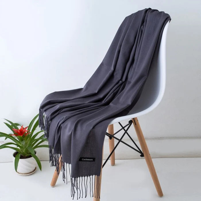 Esarfa din casmir, 190x65 cm- Gri Inchis