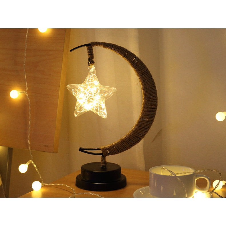 Lampa veghe Flippy, semi-luna cu stea din sticla, led, 28x15 cm, alb cald-2